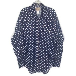 NWT! Vintage Rockmount Ranchwear Americana Blue Star Print Snap Shirt 675